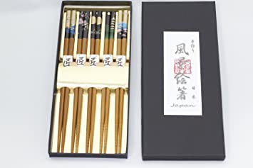 Japanese Traditional Art Bamboo Chopstick 5 Piece Set: Beautiful Japanese View CLEARANCE USA