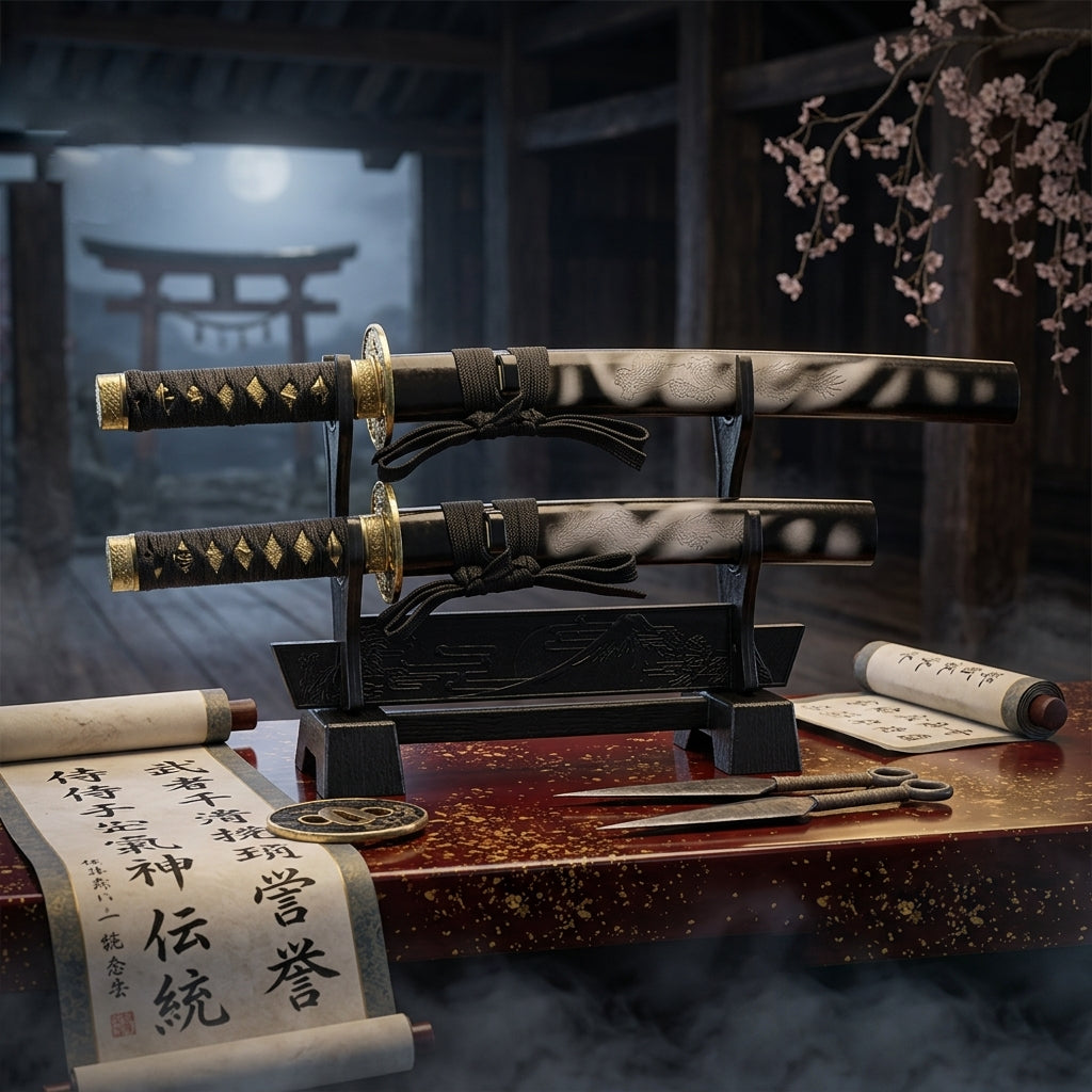 New Arrival: Mini Samurai Sword Set with Dragon-Engraved Blades