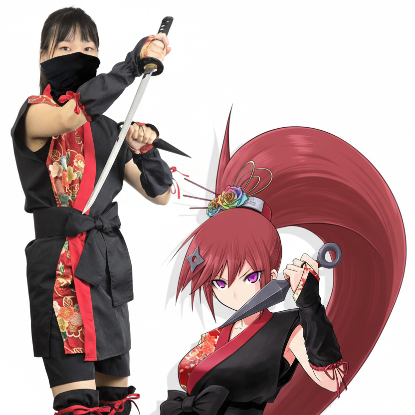 Kunoichi (female ninja) Costume 2WAY Type (Pants/Wrap Skirt)
