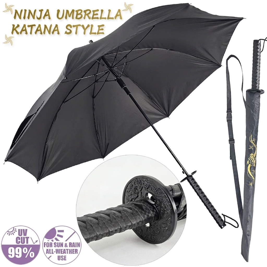 Ninja Sword Umbrella – UV 99% Protection | Long & Folding Styles