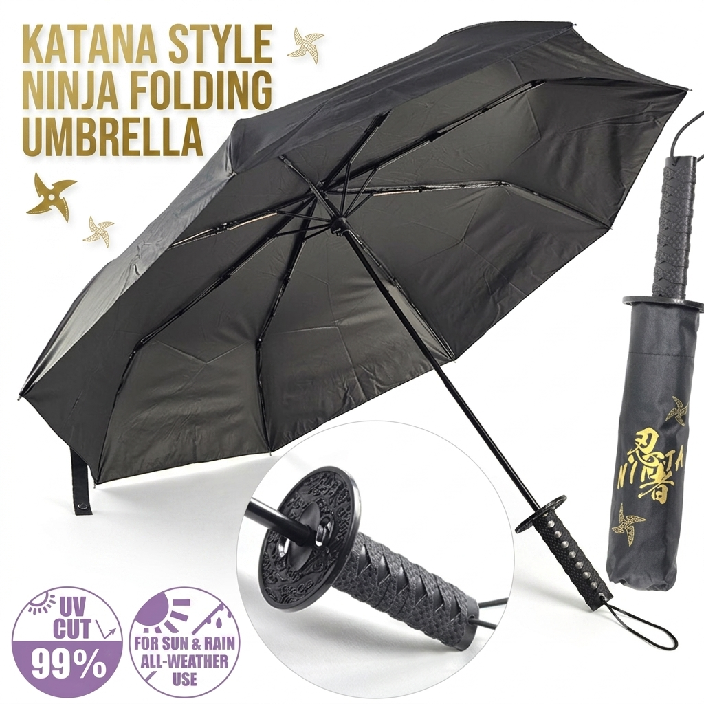 Ninja Sword Umbrella – UV 99% Protection | Long & Folding Styles