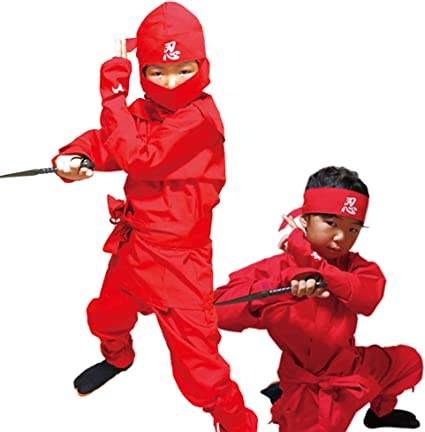 Halloween-Kinder-Ninja-Uniform / Kampfkunstkostüm! Schwarz/Rot (Rot, 3L) OUTLET SALE USA