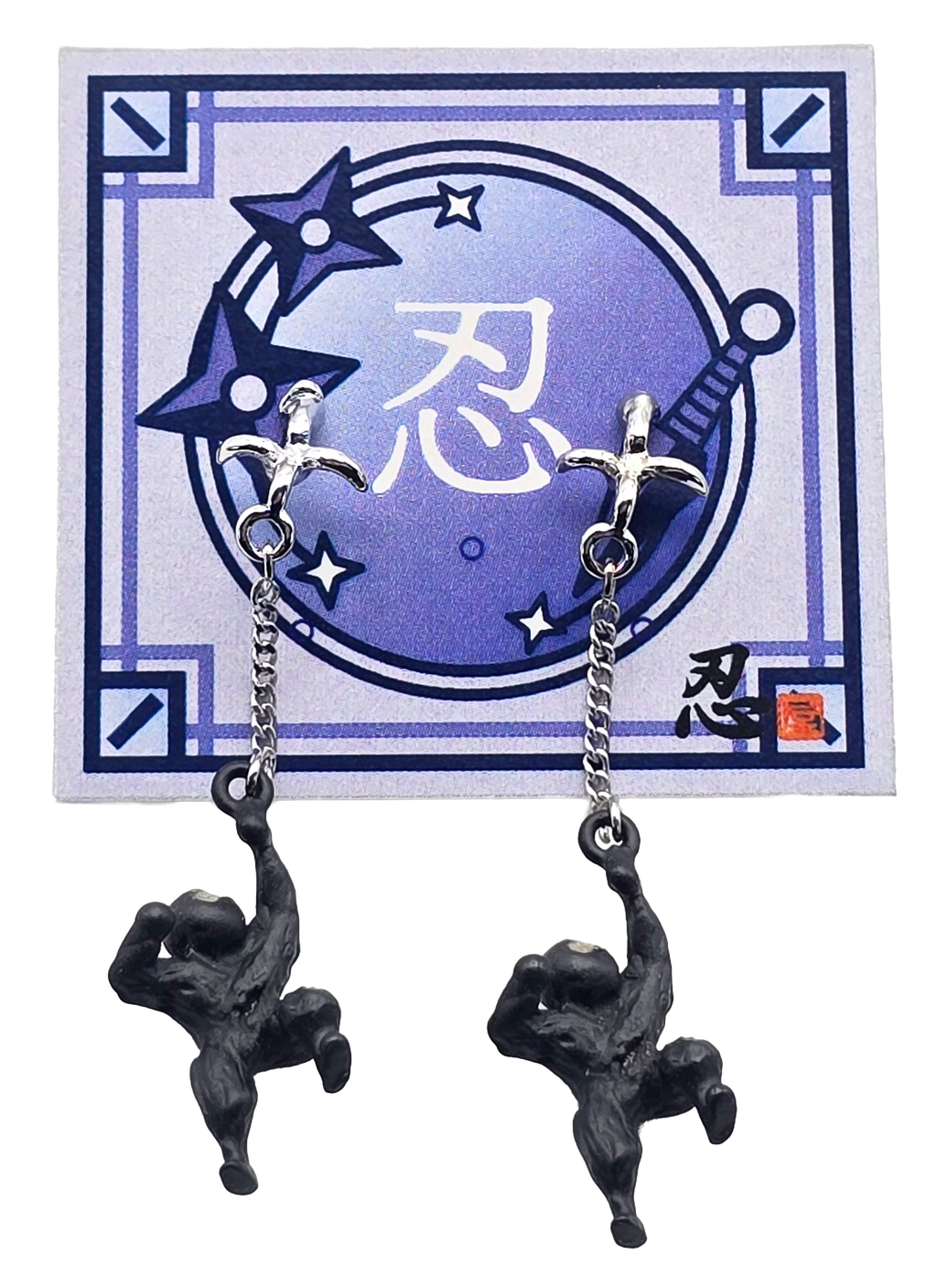 Ninja Collection Earrings – Climbing Ninja, Kunai, Shuriken & Castle Designs | Japanese Style Accessories | Shinobiya Original