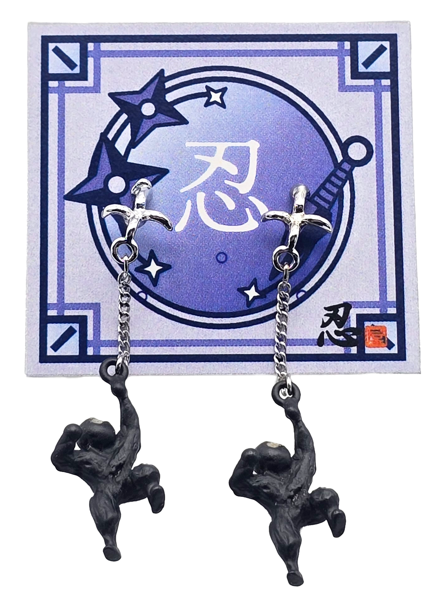 Ninja Collection Earrings – Climbing Ninja, Kunai, Shuriken & Castle Designs | Japanese Style Accessories | Shinobiya Original