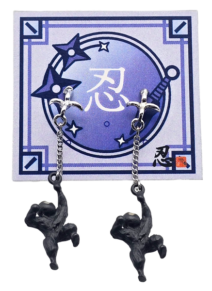 Ninja Collection Earrings – Climbing Ninja, Kunai, Shuriken & Castle Designs | Japanese Style Accessories | Shinobiya Original