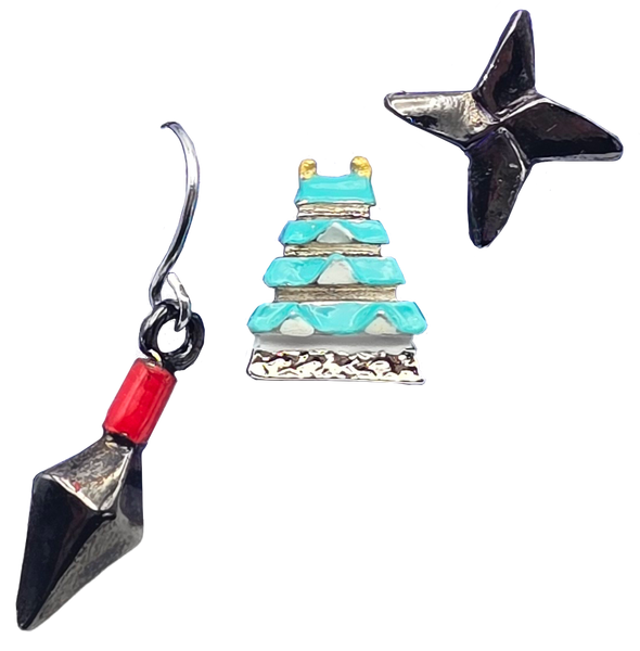 Ninja Collection Earrings – Climbing Ninja, Kunai, Shuriken & Castle Designs | Japanese Style Accessories | Shinobiya Original