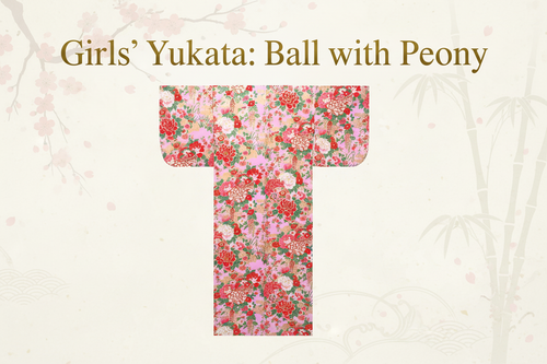 Girls’ Japanese Yukata – Ball with Peony