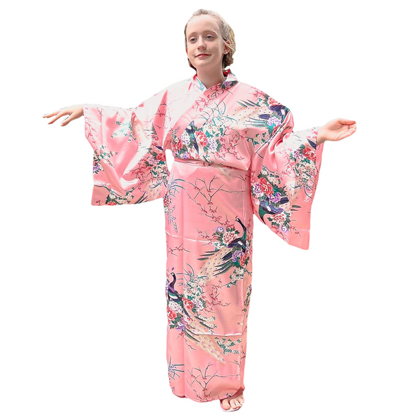 Women' Yukata: Peacock Peony (Polyester)
