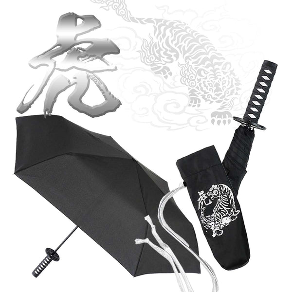 Folding Umbrella Sengoku WAKIZASHI - Three models: Koi, Dragon, Tiger