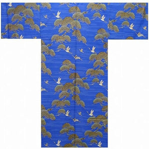 Men's Yukata : Pine & Crane Blue OUTLET SALE USA