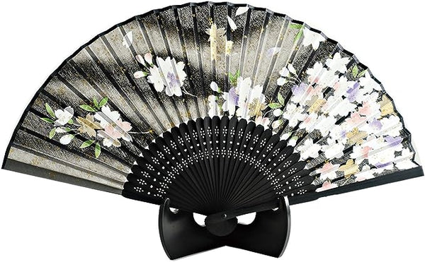 Luxus Seidenfächer Sakura Schwarz SONDERANGEBOT USA 