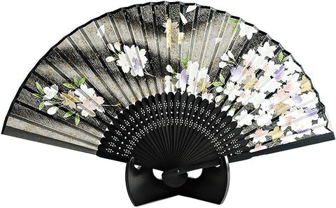 Luxury Silk Fan Sakura Black CLEARANCE USA