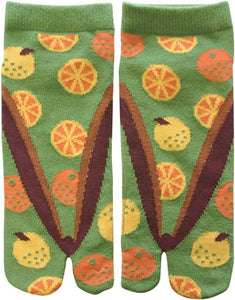 Japanese Tabi Socks for Women Design Lemon and Orange