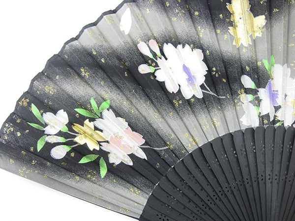 Luxury Silk Fan Sakura Black CLEARANCE USA