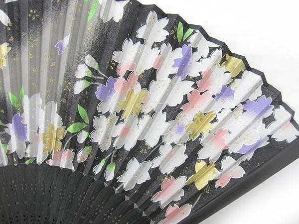 Luxury Silk Fan Sakura Black CLEARANCE USA