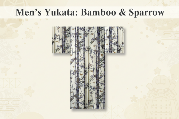 Men's Yukata: Bamboo & Sparrow