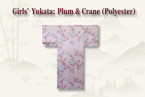 Girls’ Japanese Yukata – Plum & Crane