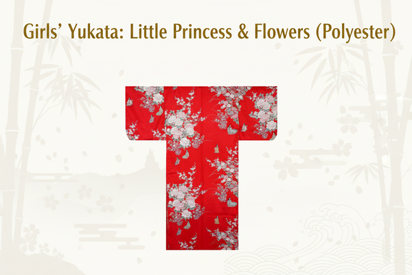 Girls' Yukata: Little Princess & Flowers (Polyester)