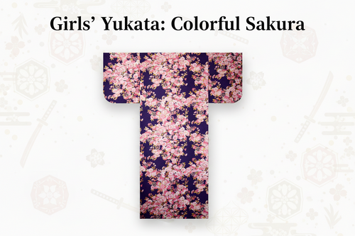 Girls’ Japanese Yukata – Colorful Sakura