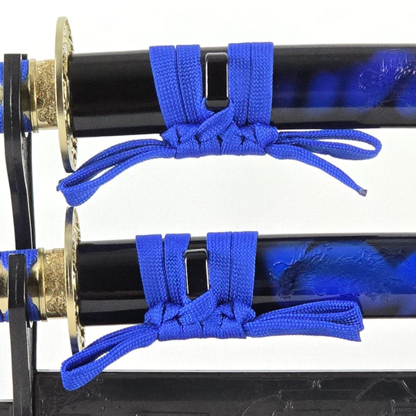 Mini Samurai Sword Display Set with Dragon-Engraved Blades and Stand (4 colours available - Free shipping)