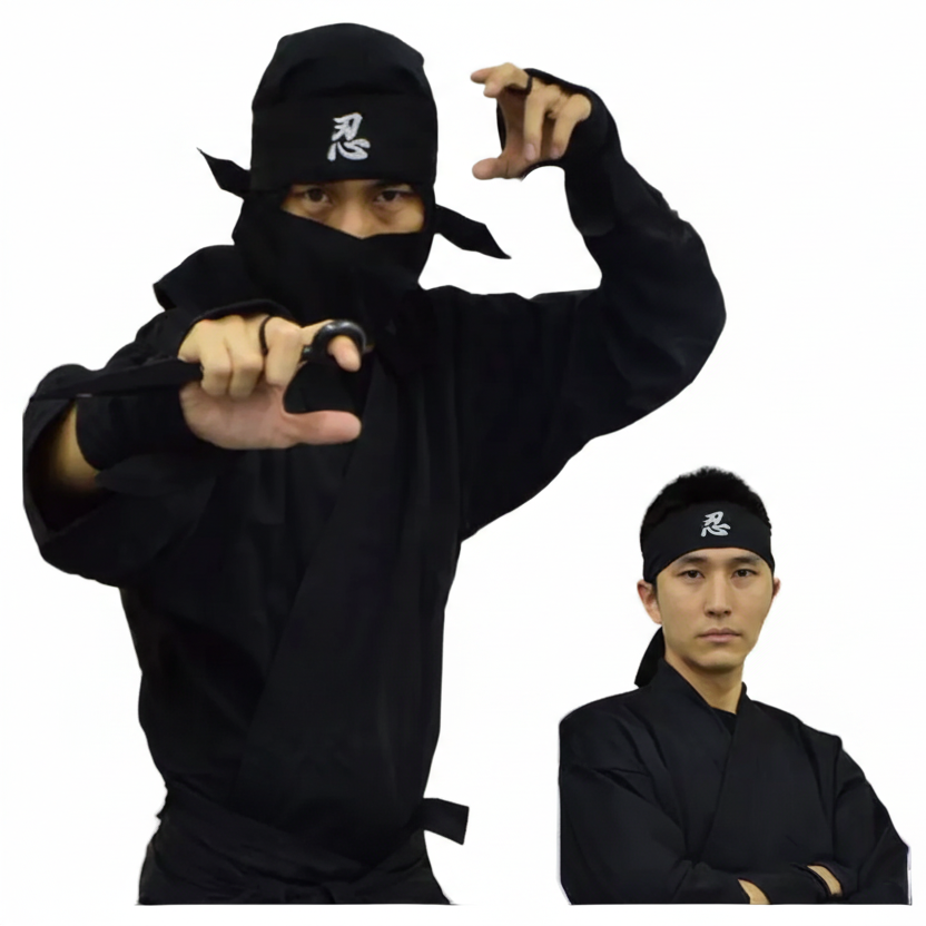 Ninja Uniform - Erwachsene Version schwarz - 6 Teile