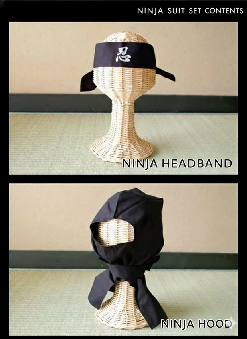 Ninja Uniform - Erwachsene Version schwarz - 6 Teile