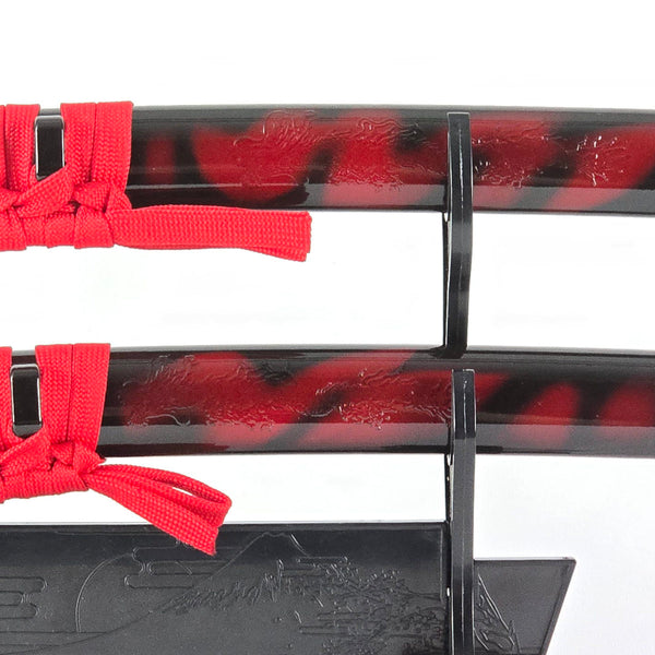 Mini Samurai Sword Display Set with Dragon-Engraved Blades and Stand (4 colours available - Free shipping)