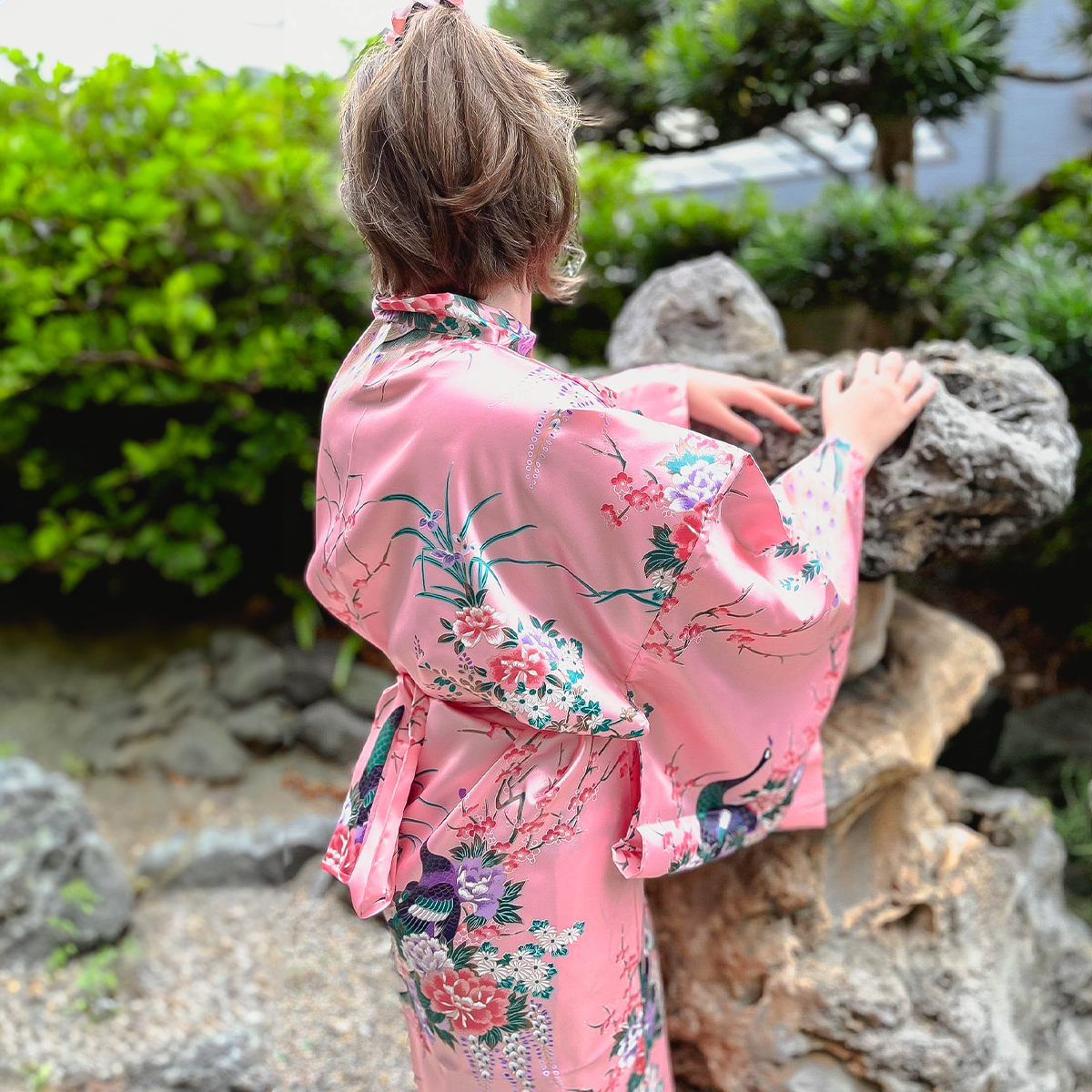 Women' Yukata: Peacock Peony (Polyester)