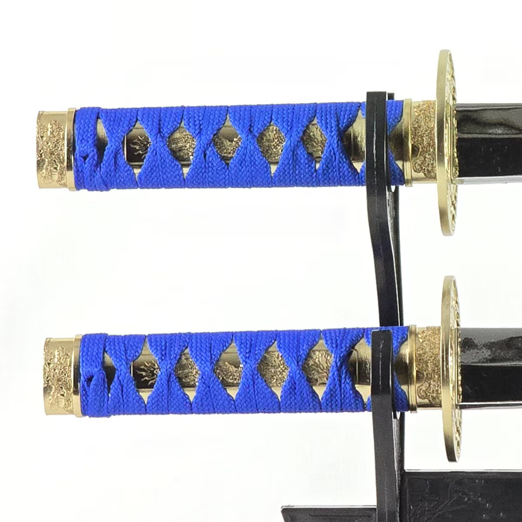 Mini Samurai Sword Display Set with Dragon-Engraved Blades and Stand (4 colours available - Free shipping)