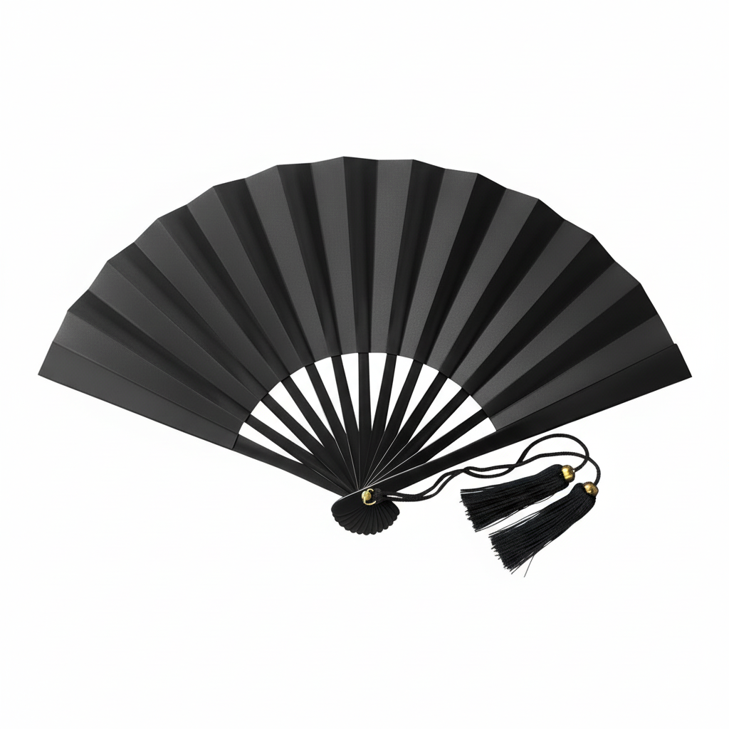 Japanese Tessen Iron Fan – 1 Shaku (30cm) Traditional Samurai War Fan – Black