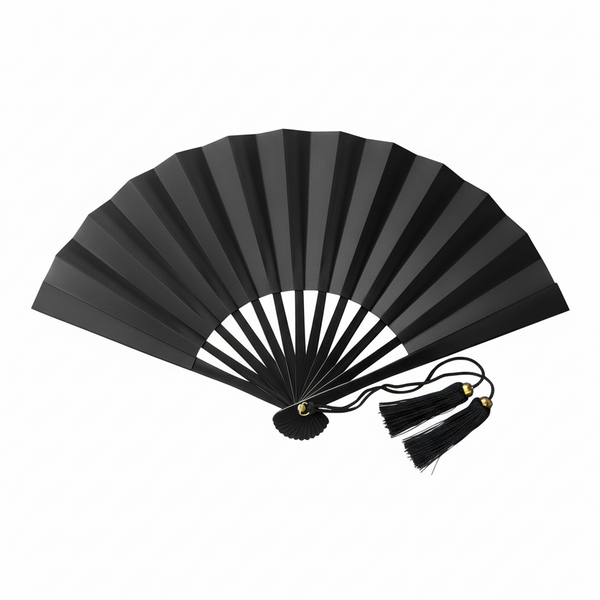 Tessen (abanico de mano de hierro): negro grande (11,8")