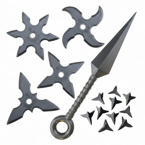 Rubber Shuriken Ninja Set (Shuriken 4pcs + Kunai + Makibishi) (USA
