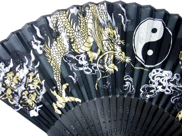 Silk Hand Fan Dragon & Tiger Yin & Yang