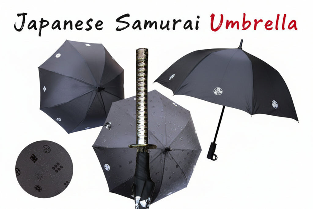 Katana Regenschirm mit silbernem Griff