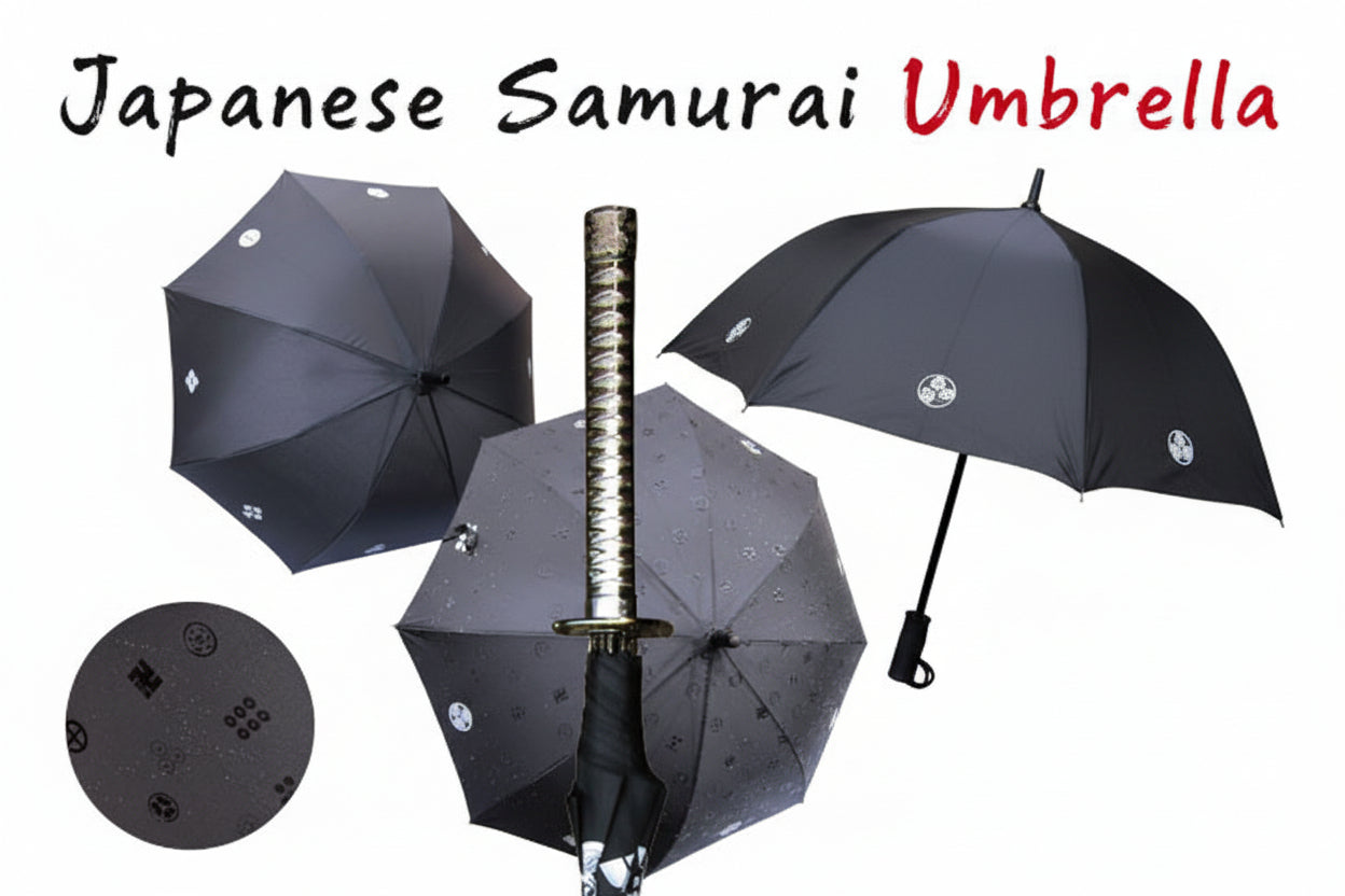 Katana Regenschirm mit silbernem Griff