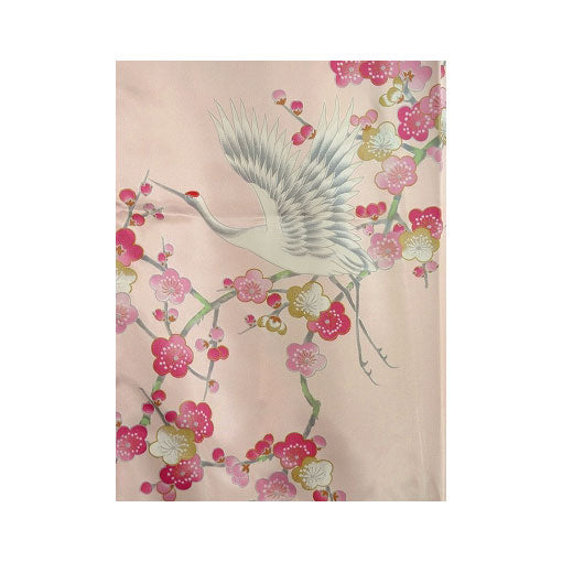 Girls' Yukata: Plum & Crane (Polyester)