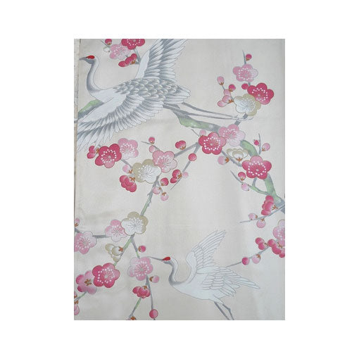Girls' Yukata: Plum & Crane (Polyester)