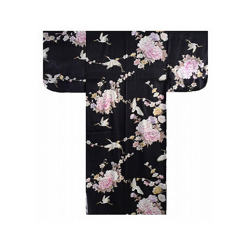 Women's Kimono: Crane & Peony (Silk Satin)