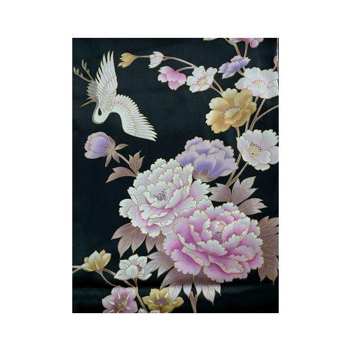 Women's Kimono: Crane & Peony (Silk Satin)