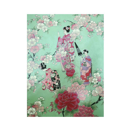 Girls' Yukata: Maiko & Cherry Flowers (Polyester)