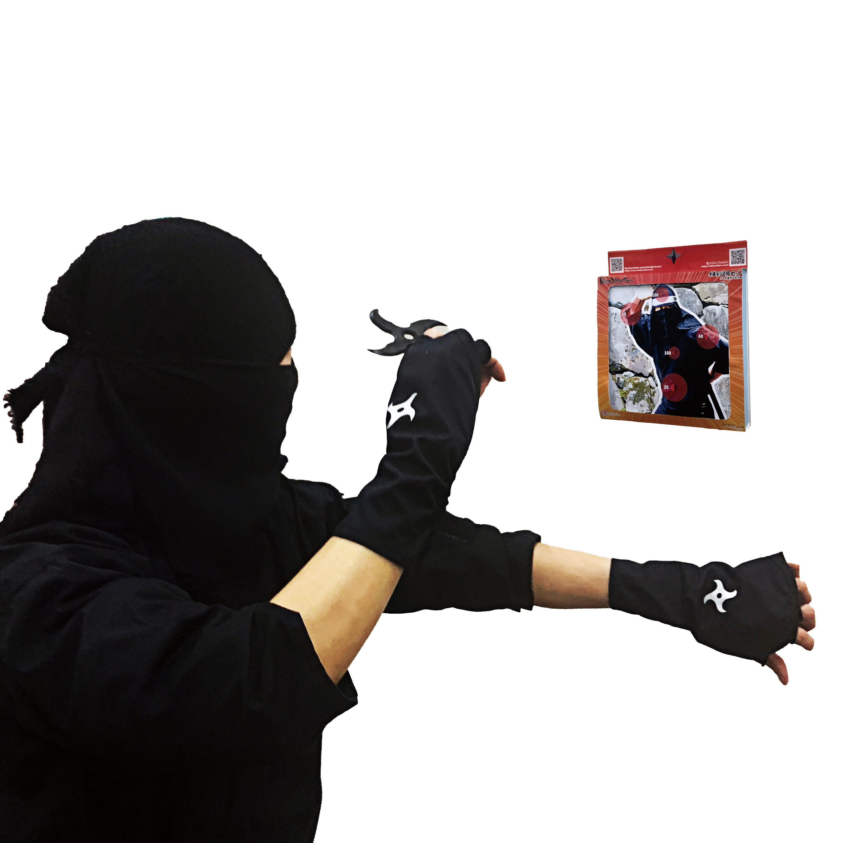 NEW DESIGN Ninja Target Box including 4 rubber shuriken and 8 target papers