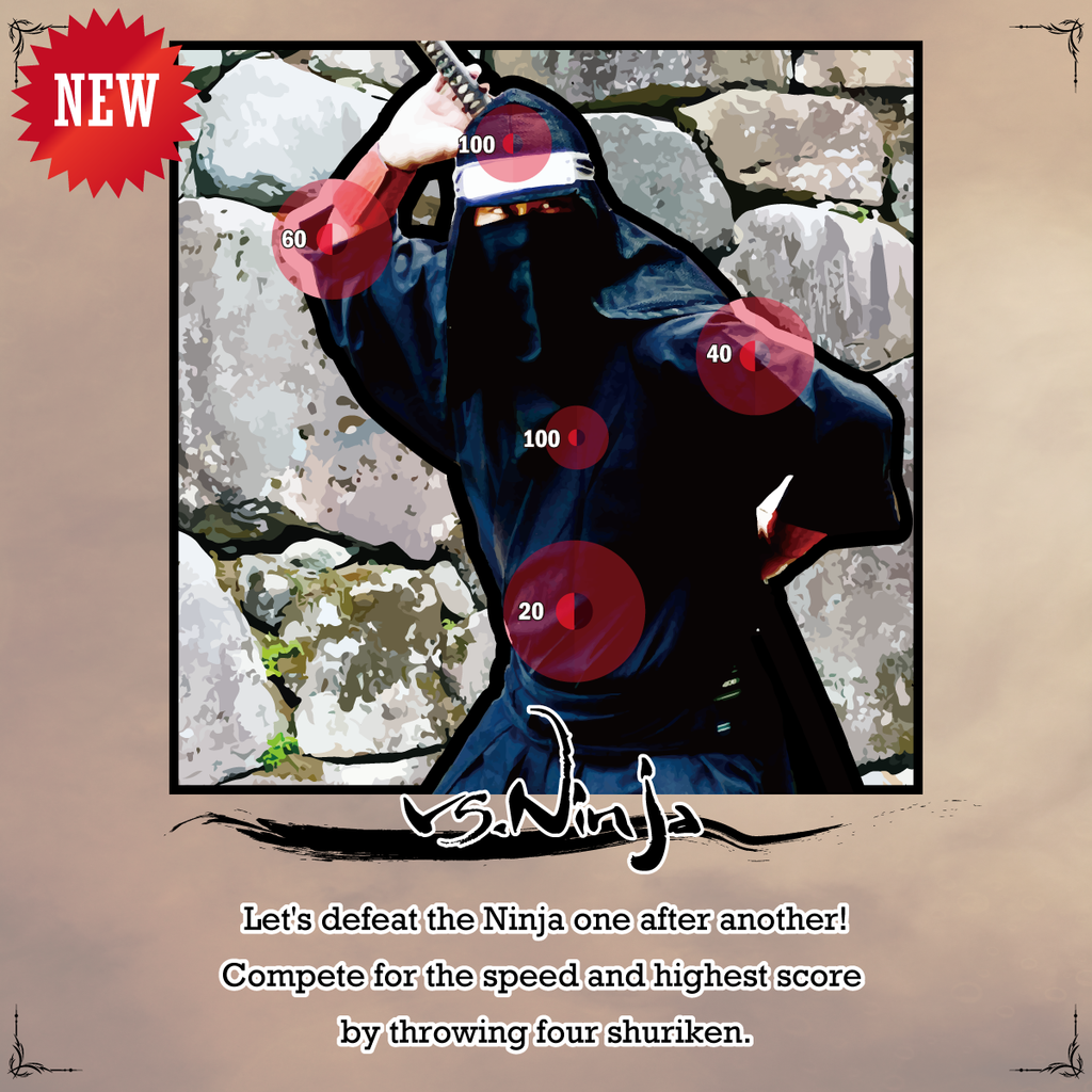 NEW DESIGN Ninja Target Box including 4 rubber shuriken and 8 target papers