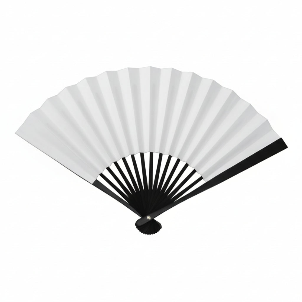 Tessen (Iron Hand Fan): White - Shortened (7.7")