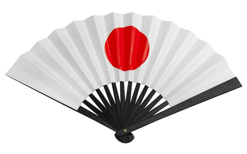 Tessen (Iron Hand Fan): Japanese Rising Sun - White (9.5")