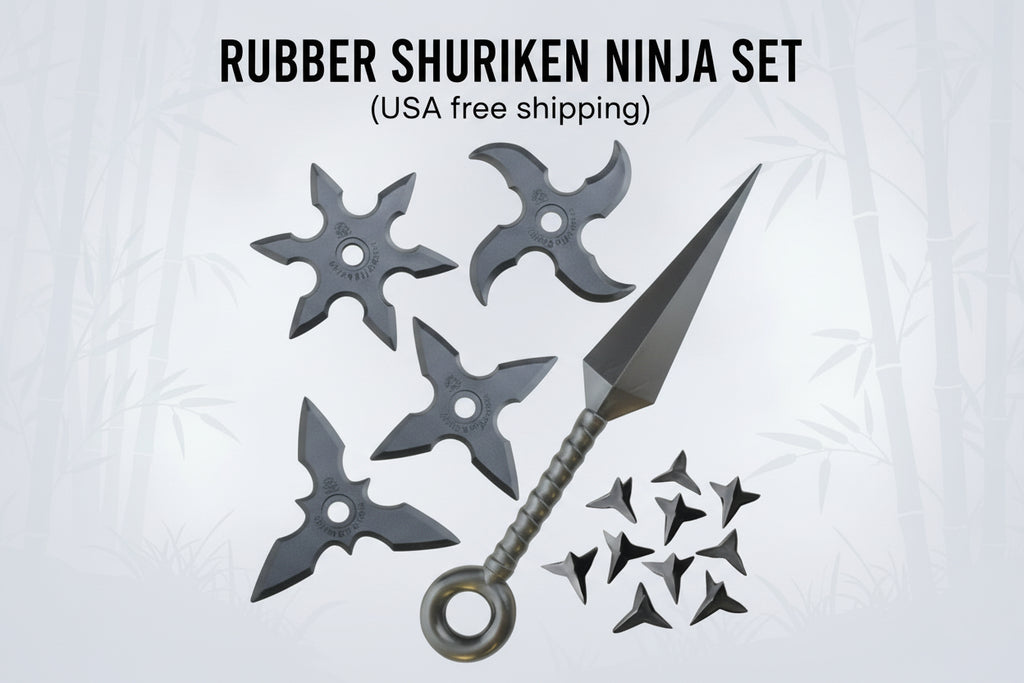 Rubber Shuriken Ninja Set (Shuriken 4pcs + Kunai + Makibishi)