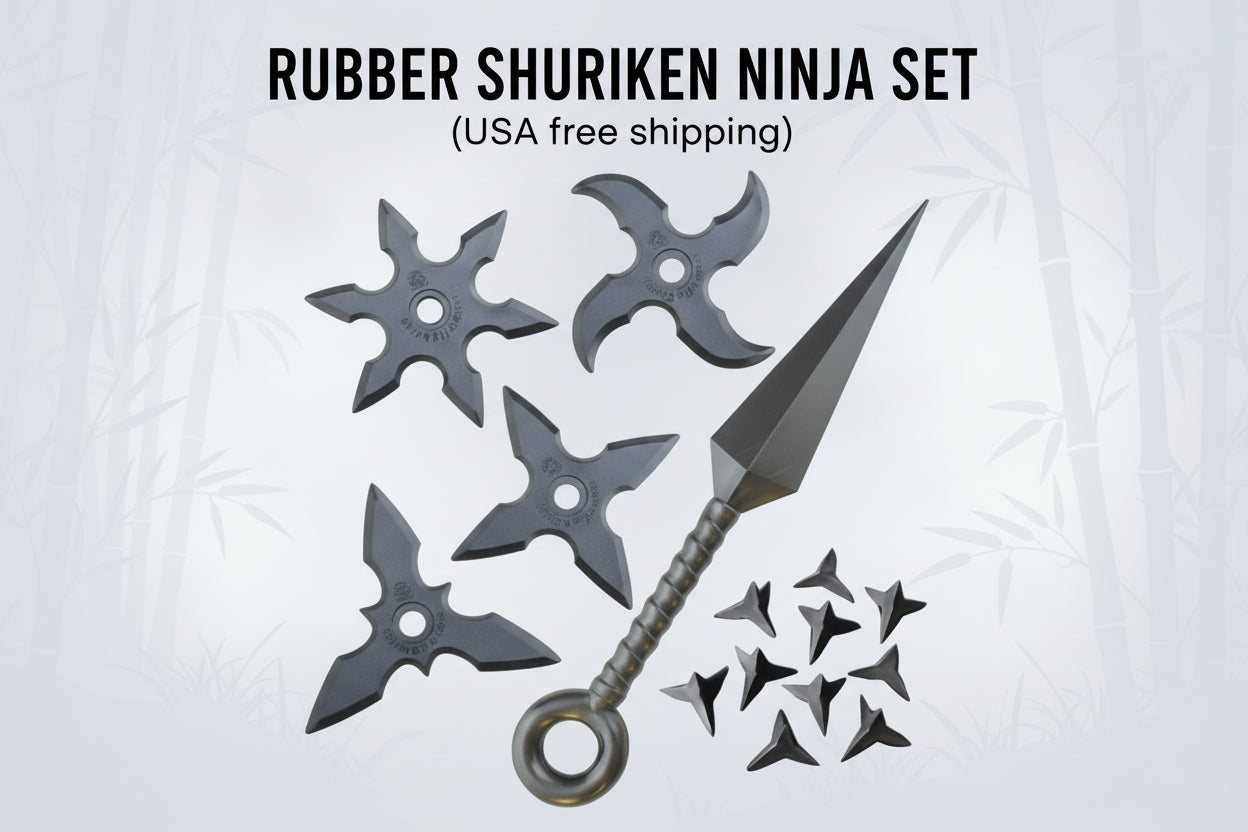 Rubber Shuriken Ninja Set (Shuriken 4pcs + Kunai + Makibishi)