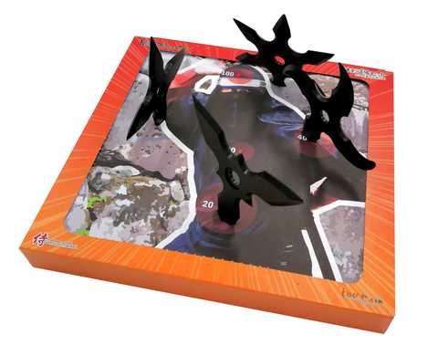 NEW DESIGN Ninja Target Box including 4 rubber shuriken and 8 target papers